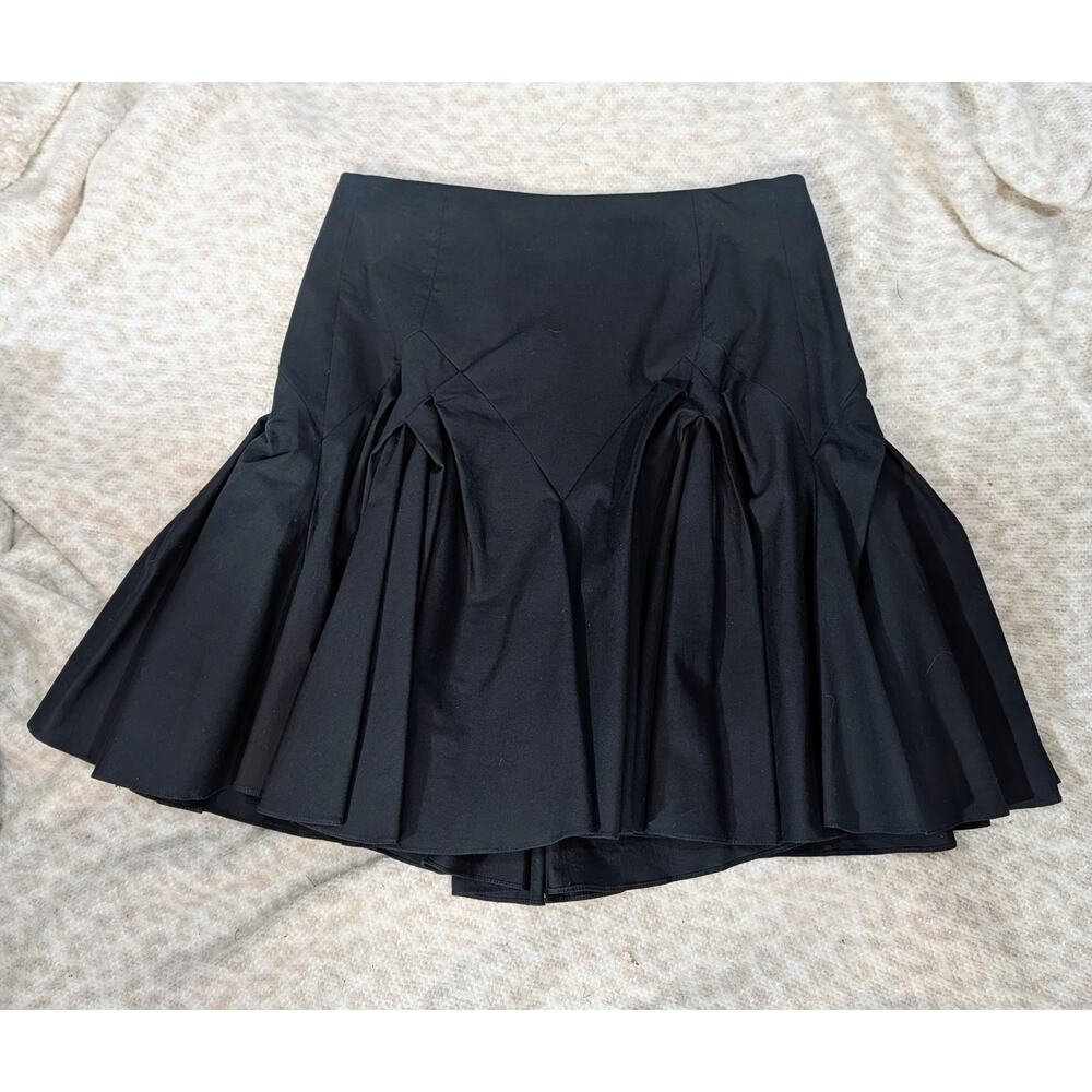 Christian Dior Boutique Paris Black Structured Pleated Mini Skirt 4 Made France - Picture 8 of 9